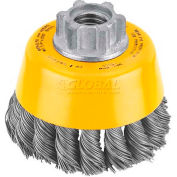 DeWalt DW4910 HP Wire Cup Brush 3" x 5/8-11" .020" Carbon Knotted Wire  Carbon Steel
