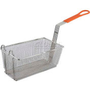 Winco FB-10 Heavy Duty Fry Basket, Rectangle, Orange Plastic - Pkg Qty 6