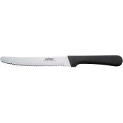 Winco K-50P Steak Knife, 5"L, Black Pastic Handle, Serrated Blade