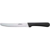 Winco K-50P Steak Knife, 5"L, Black Pastic Handle, Serrated Blade, 12/Pack