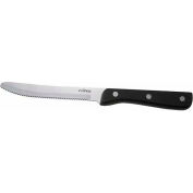 Winco K-80P Steak Knife w / Pointe Pointue, 5 « L, Poignée Pastic Noire, Lame dentelée, 12 / Pack