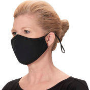 Masque facial réutilisable et réglable, coton 2 plis, L / XL, noir, 2 sacs par paquet