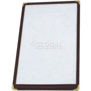 Winco PMC-5U Single Menu Cover, 8-1/2"W, 5-1/2"H, Plastic W/ Vinyl Binding, Single Page, Burgundy - Pkg Qty 25