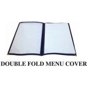 WINCO PMCD-9 b Double pli Menu couverture, 9-1/2" W, 12" H, plastique W / vinyle Binding, Double Page, bleu, qté par paquet : 25