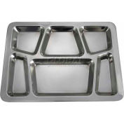 Winco SMT-2 - 6 Compartment Mess Tray, 15-1/2"L, 11-1/2"W, Stainless Steel, Rectangular, Style B - Pkg Qty 24