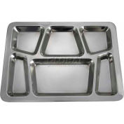 WINCO SMT-2 - 6 compartiment Mess plateau, 15-1/2" L, 11-1/2" W, inox, rectangulaire, Style B, qté par paquet : 24