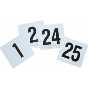 Numéros de table Winco TBN-25, 1-25, 3-3/4"W, 4"H, Plastique, Numéros des deux côtés, 25/Pk