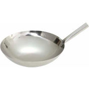 Winco WOK-14N Wok W/ Riveted Handle, 14" D, Stainless Steel - Pkg Qty 12
