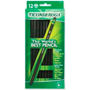 Dixon® Ticonderoga Woodcase HB #2 Pencil With Eraser, Black Barrel, Dozen