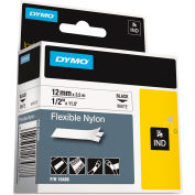 DYMO® Rhino Flexible Nylon Industrial Label Tape, 1/2" x 11-1/2 ft, White/Black Print