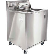 Évier utilitaire autoportant portatif en acier inoxydable à 2 bassins, avec eau chaude / froide