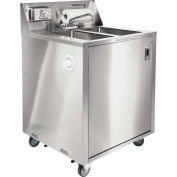 Portable 2-Basin Stainless Steel Freestanding Utility Sink, with Hot/Cold Water
