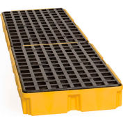 Eagle 1647D 4 Drum In-Line Spill Containment Platform - Yellow with Drain
