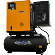 EMAX ERVK070001, 7,5 HP Rotary Screw Compressor, 120 Gal, Horz, 145 PSI, 29 CFM, 1 PH 208/232V