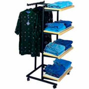 Frame w/ 4-24" White Shelves and 1 T-Stand 1" Square Tubing - Matte Black Frame