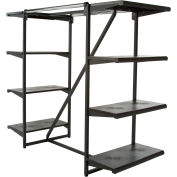 Double Hangrail Frame w/ 8-24" Black Shelves 1" Square Tubing - Matte Black Frame
