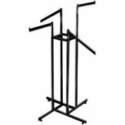 4-Way w/ 2 Straight and 2 Slant Arms (K86/MAB) Garment Rack - Rectangular Tubing - Matte Black
