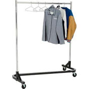 Support mobile pour vêtements Z Rack, tube carrée robuste (RZ/1), montant et barre horizontale chromés, base noire