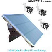 eLEDing® 100W Panneau solaire Générateur d’énergie hors réseau 650WH 12 / VDC Sortie et 3 IPC WiFi