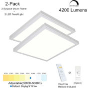 eSenLite® 2x2ft 35W 4550 LM LED Ceiling Panel Troffer Light 3000-5000K CCT Dim by Remote, 2 PK