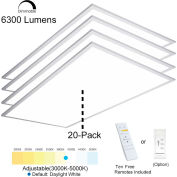 eSenLite® 2x4ft 50W 6500 LM LED Panneau de plafond Troffer Light 3000-5000K CCT Dim w / Remote 20 PK