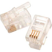 Eclipse Tools 702-001 Modular Plug 4P4C - Flat Cable, Clear, 50 uin Gold, 50/Pk