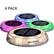 eLEDing® Solar Garden Decoration Dusk to Dawn LED Light, Blanc, Violet, Bleu, Vert, Paquet de 4