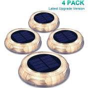 eLEDing® Solar Powered Round Garden Decoration Dusk to Dawn Light, LED blanc chaud, Pack de 4