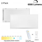 eSenLite® 2x4ft 50W 6500 LM LED Panneau de plafond Troffer Light 3000-5000K CCT Dim w / Télécommande, 2 PK