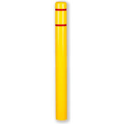 Post Guard® Bollard Cover CL1385EASSY, 4-1/2"Dia. X 64"H, Yellow W/Red Tape