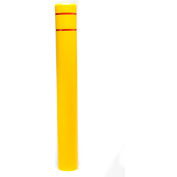 Post Guard® Bollard Cover CL1386F, 7" Dia. x 52"H, Yellow with Red Tape