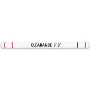 Height Guard Clearance Bar, 7"D x 120"L, White w/Red Tape, Graphics, HTGRD7120WR