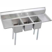 Elkay® 3C10X14-2-12X NSF Sink, 3-Compartment w/10L x 14W Bowl, 12 Deep, (2) 12 Drainboards
