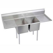 Elkay® E2C16X20-2-18X NSF Sink, 2-Compartment w/16L x 20W Bowl, 12 Deep, (2) 18 Drainboards