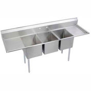 Elkay® E3C16X20-2-18X NSF Sink, 3-Compartment w/16L x 20W Bowl, 12 Deep, (2) 18 Drainboards