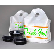 Printed "Thank You" Take Out Bag W/ Bell Top Handle, 16-1/2"W x 14"L, 1.25 Mil, White, 500/Pack