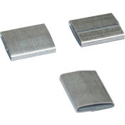 Encore Packaging Overlap Push Type Steel Strapping Seals, 3/4 « Largeur de sangle, Argent, Pack de 2500