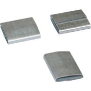 Encore Packaging Overlap Push Type Steel Strapping Seals, 3/4 « Largeur de sangle, Argent, Pack de 2500