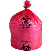 Linear Low Density Red Infectious Waste Liner, 1.5 mil, 24" x 24", Pkg Qty 200