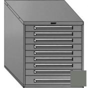 Equipto 30"W Modular Cabinet 33-1/2"H, 9 Drawers No Divider, No Lock-Smooth Office Gray