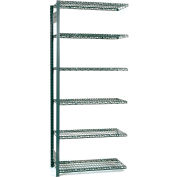 Equipto V-Grip Wire Shelving - 72"W x 24"D x 84"H - 6 shelves - Add On Unit - Mirrored Silver