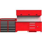 EquiptoBay EBPSWB96 Premium Single Workbench System 156"W x 30"D x 81"H - Rouge