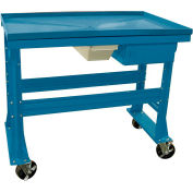 Equipto Teardown Bench, Fluid Container, Drawer, 48"W x 30"D, Blue
