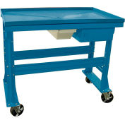 Banc de démontage Equipto, récipient fluide, tiroir, 48"W x 30"D, bleu