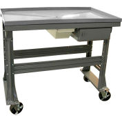 Equipto Teardown Bench, Fluid Container, Drawer, 60"W x 30"D, Gray