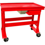 Banc de démontage Equipto, récipient fluide, tiroir, 60"W x 30"D, rouge