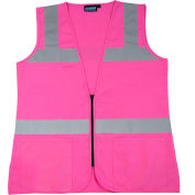 Gilet de sécurité ERB® Girl Power At Work™ S721 Non-ANSI pour femme, fermeture à glissière, L, rose