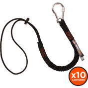 Ergodyne Squids 3105-Tool Lanyard Carabiner & Cinch Loop, 15lbs, Standard, Black, 10 Pack