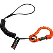 Ergodyne Squids® 3156 Coil Tool Lanyard w/ Single Carabiner, Black, 2lbs - Pkg Qty 6