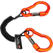 Ergodyne Squids® 3166 Coil Tool Lanyard w/ Dual Carabiners, Black, 2lbs - Pkg Qty 6